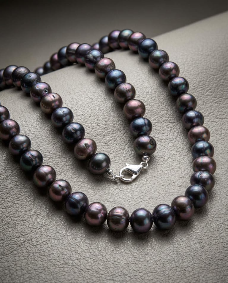 Natural Blue-Black Potato Pearl Necklace