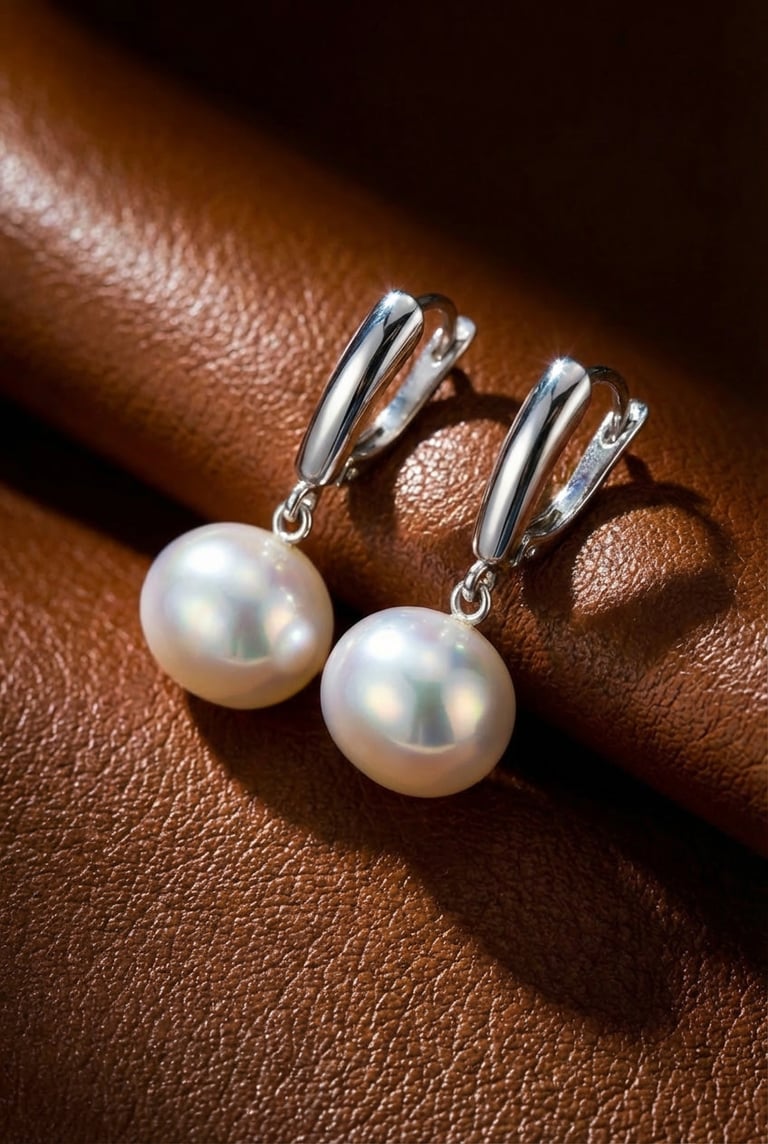 Leverback Earrings with White Rainbow Majorica Pearls