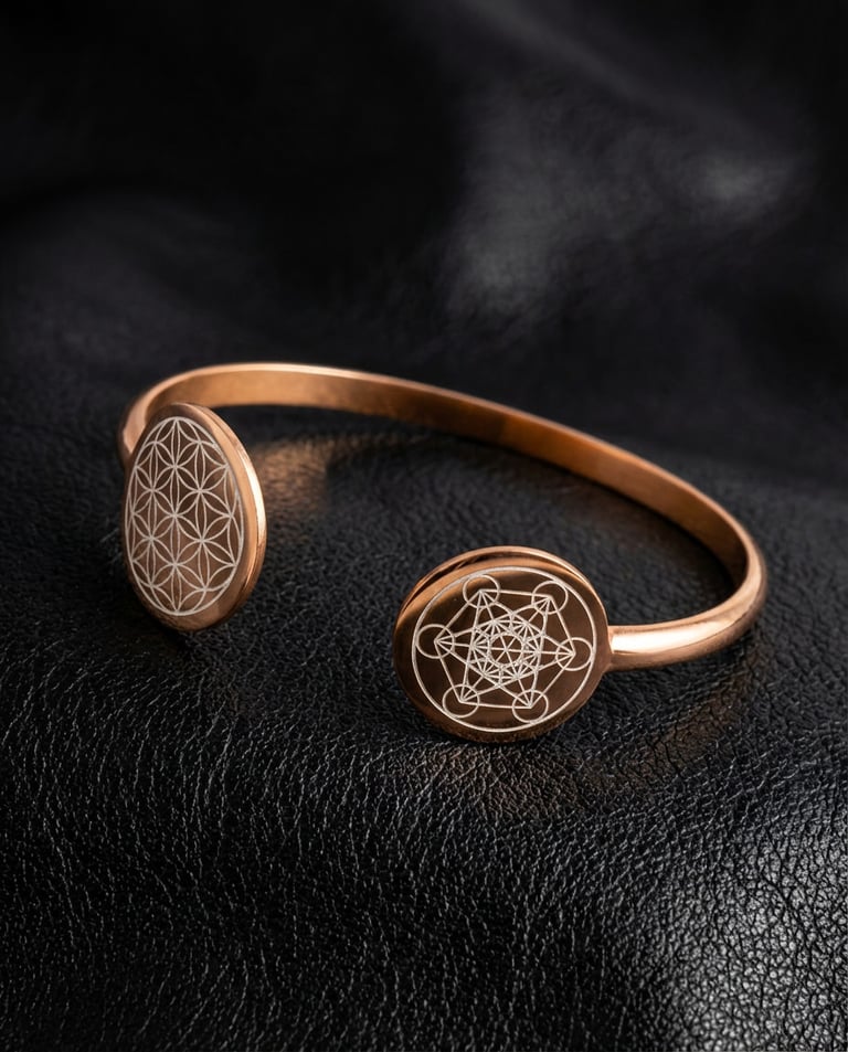 Flower of Life and Metatron's Cube Cuff Bracelet