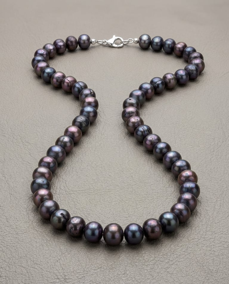 Natural Blue-Black Potato Pearl Necklace