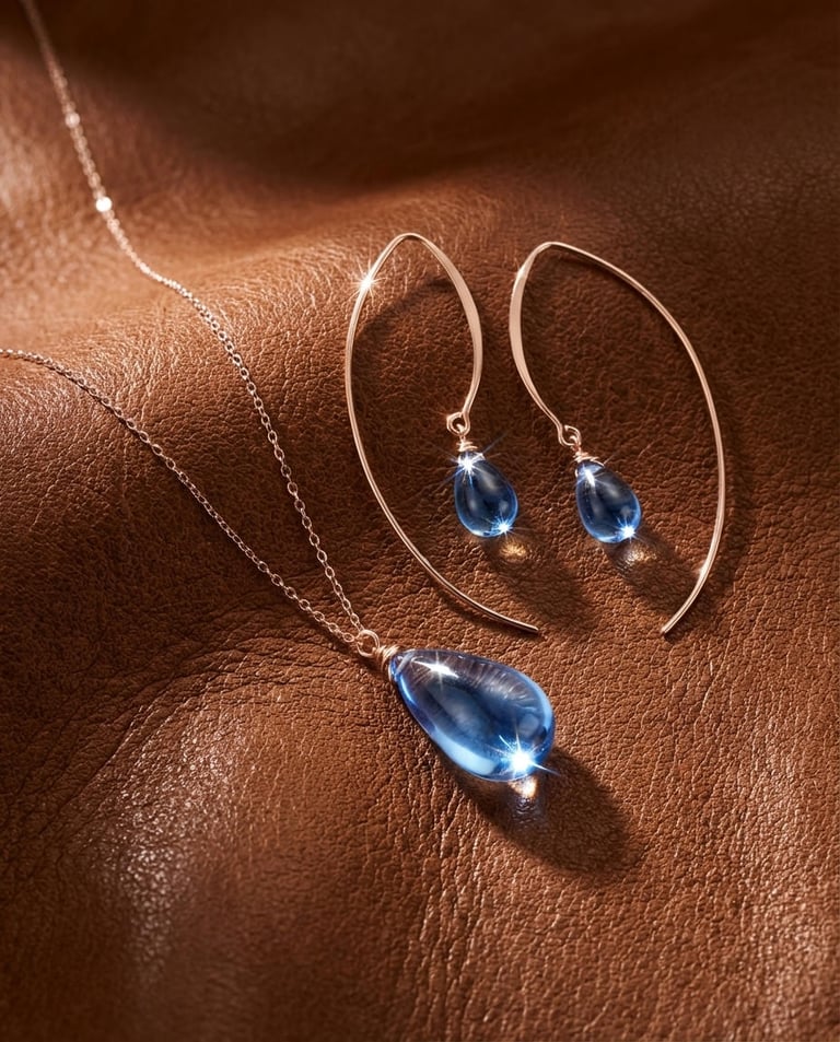 'Droplet Elegance' Silver and Glass Jewellery Set