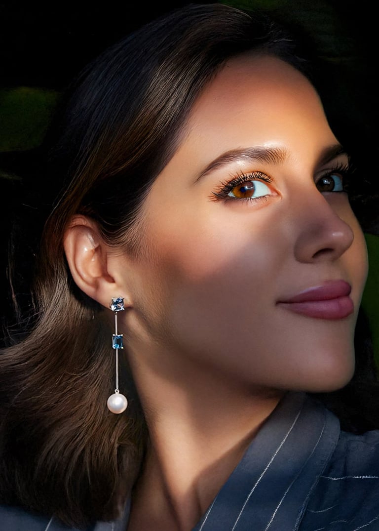 Blue Topaz and Pearl Sterling Silver Stud Earrings