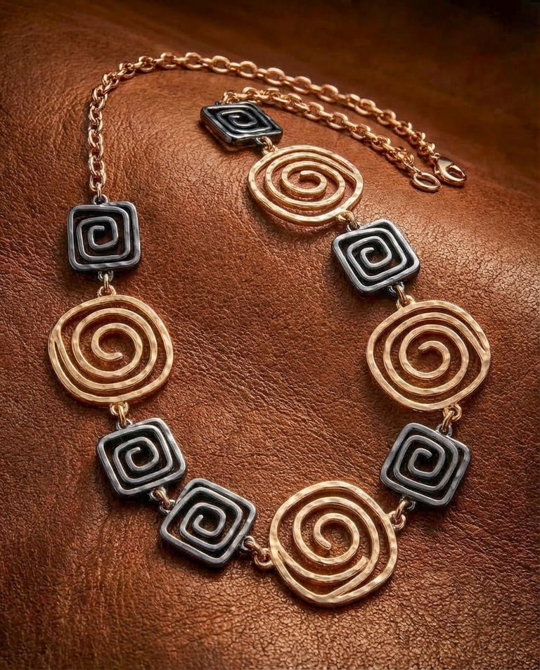 Hammered Silver and Ceramic Statement Necklace