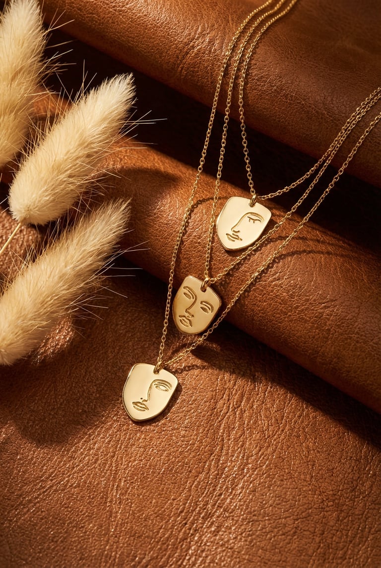 Triple Chain Mask Pendant Necklace