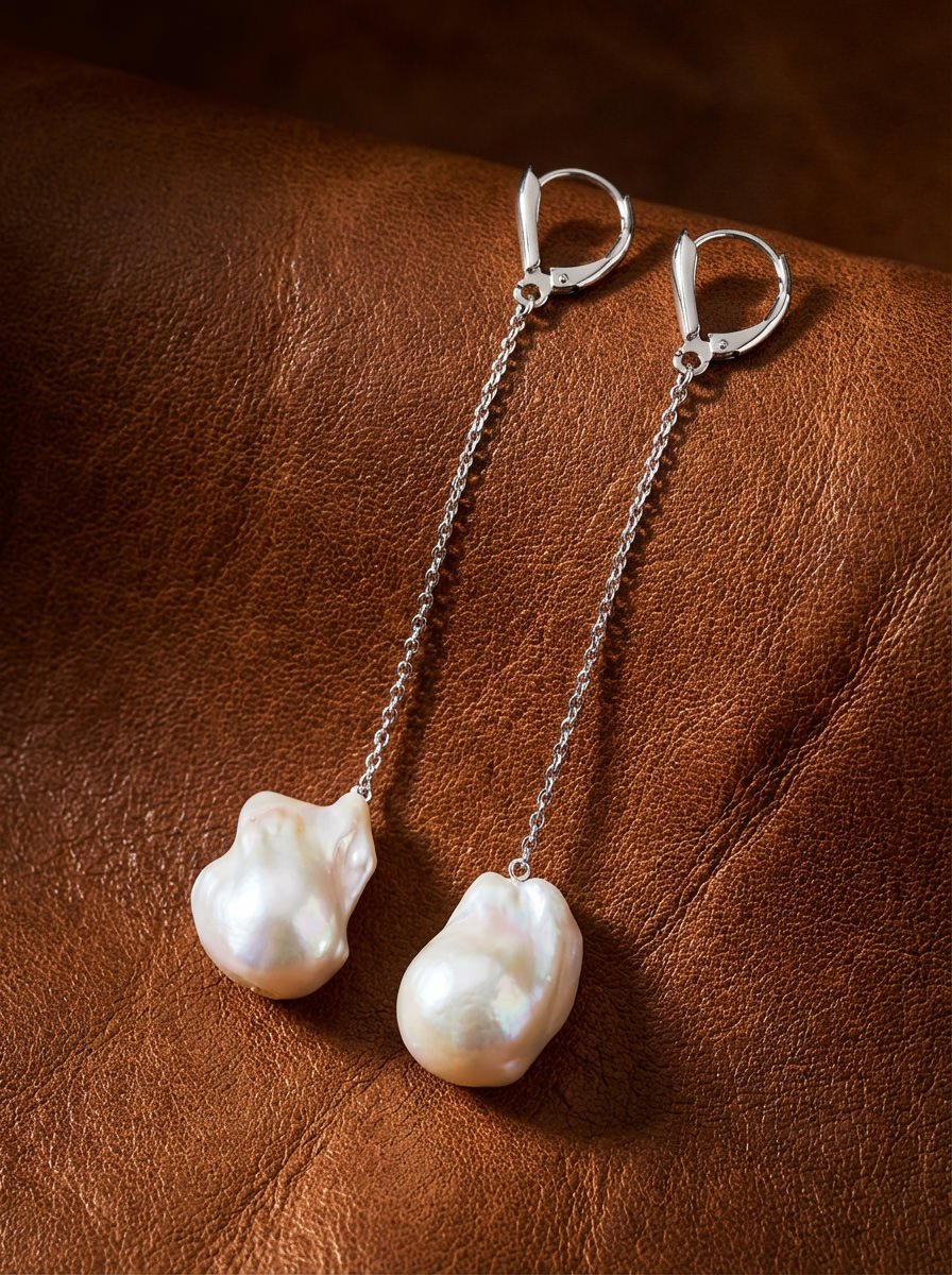 Sterling Silver Baroque Pearl Drop Earrings