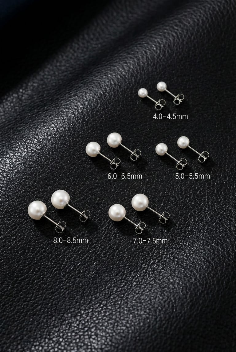 14K Gold, Sterling Silver and White Freshwater Pearl Stud Earrings