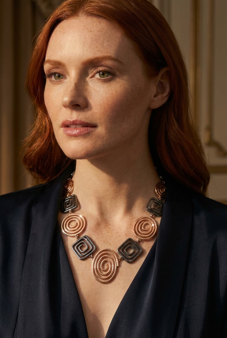 Hammered Sterling Silver Statement Necklace with Black Ceramic