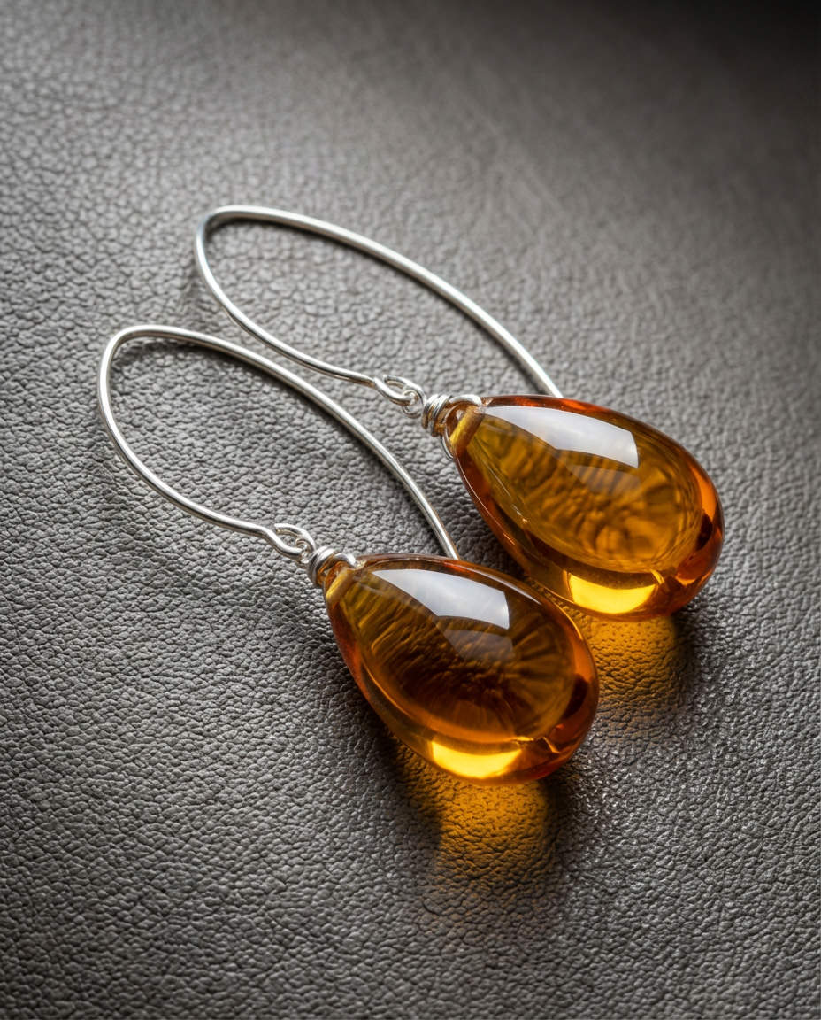 Amber Raindrop Radiance Earrings