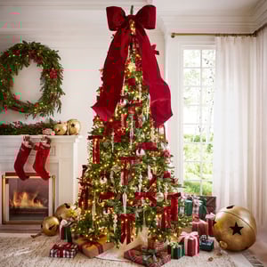 Oversized Bow Tree Topper- Red