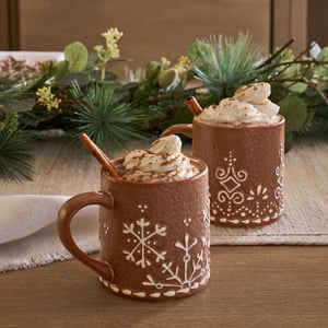 Gingerbread Stoneware Mugs - Set of 2