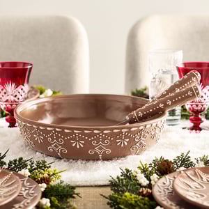 Gingerbread Stoneware Serving Bowl