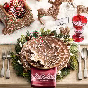 Gingerbread Snowflake Stoneware Appetizer Plates - Set of 4