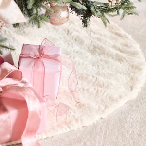 LoveShackFancy Ivory Fur with Rosettes Tree Skirt