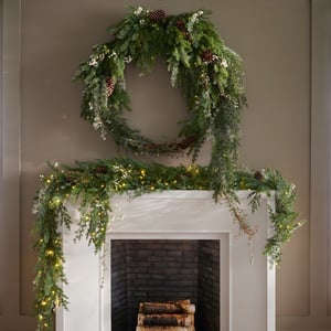 Faux Lit Oversized Avant-Garde Wreath & Garland