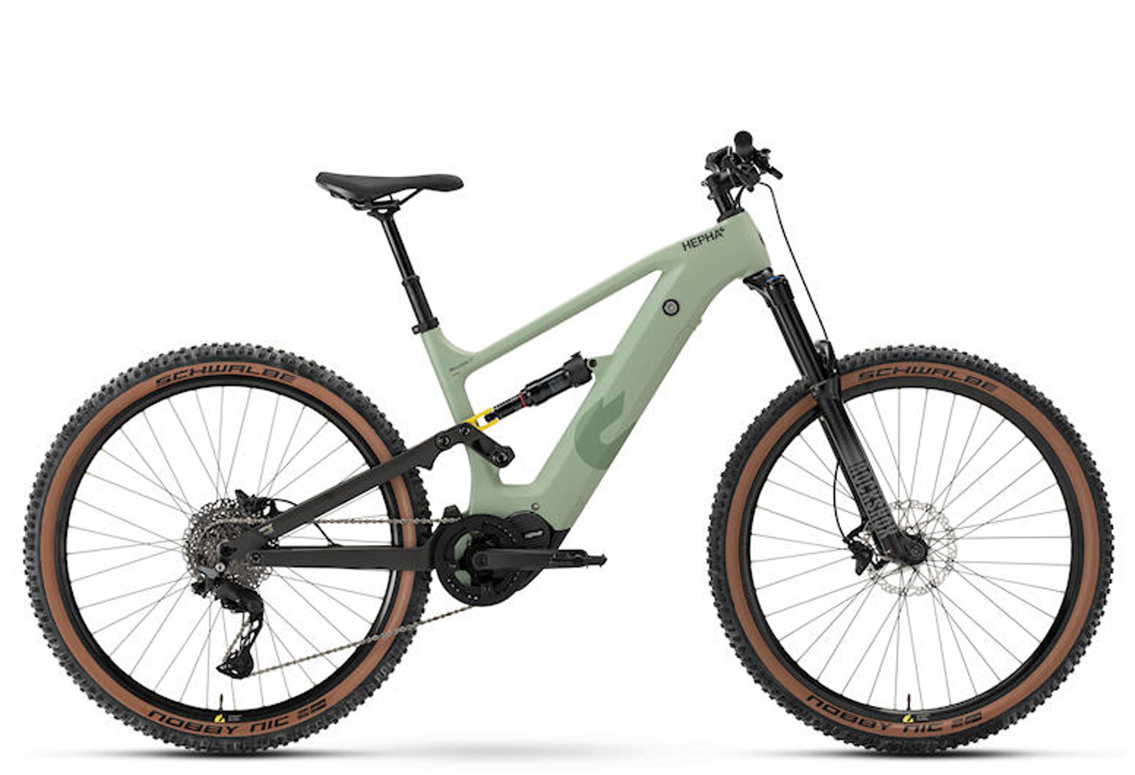HEPHA Mountain 7 Carbon Long Range E-Mountainbike (grün) 1