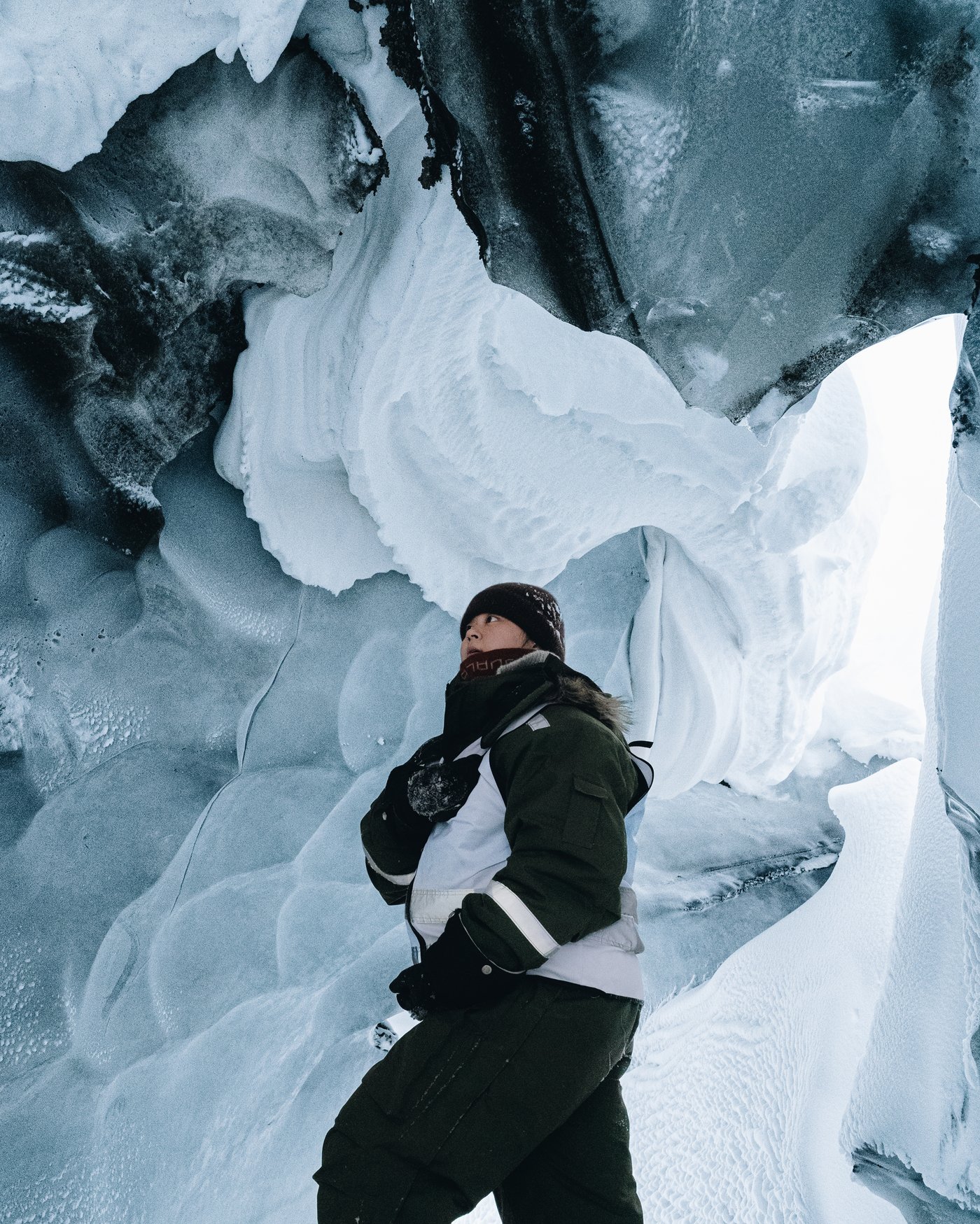 Ahyeong of Soul Peak Studio, inside the glacier.