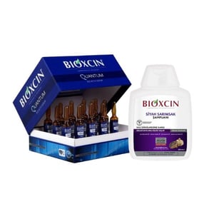 بيوكسين/Bioxcin بيوكسين كوانتم أمبولات مضادة لتساقط الشعر 15 × 6 مل + شامبو الثوم الأسود من بيوكسين 300 مل