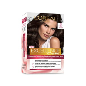 Loreal Paris Excellence Creme Hair Dye - 3 Dark Chestnut - Excellence