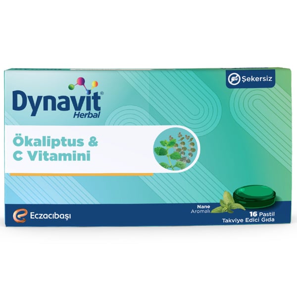 16 Lozenges Containing Dynavit Herbal Menthol Flavor and Eucalyptus:
