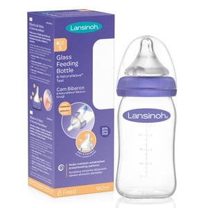 Lansinoh Glass Feeding Bottle and NaturalWave Bottle Nipple 160 ml