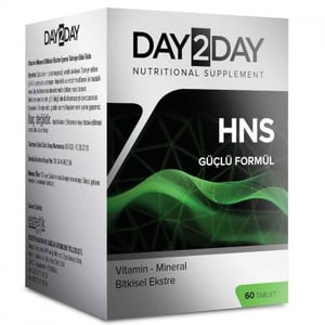 مكمل غذائي بمستخلصات عشبية. فوائد المنتج: Day2Day HNS هو مكمل متعدد الفيتامينات يحتوي على فيتامينات ومعادن ، بالإضافة إلى بعض المكونات الإضافية الضرورية للجسم.