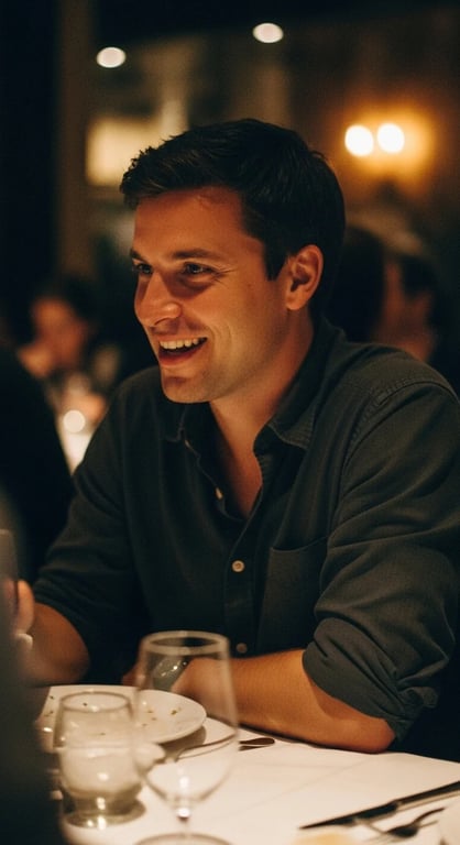 Professional networking dinner scene 8