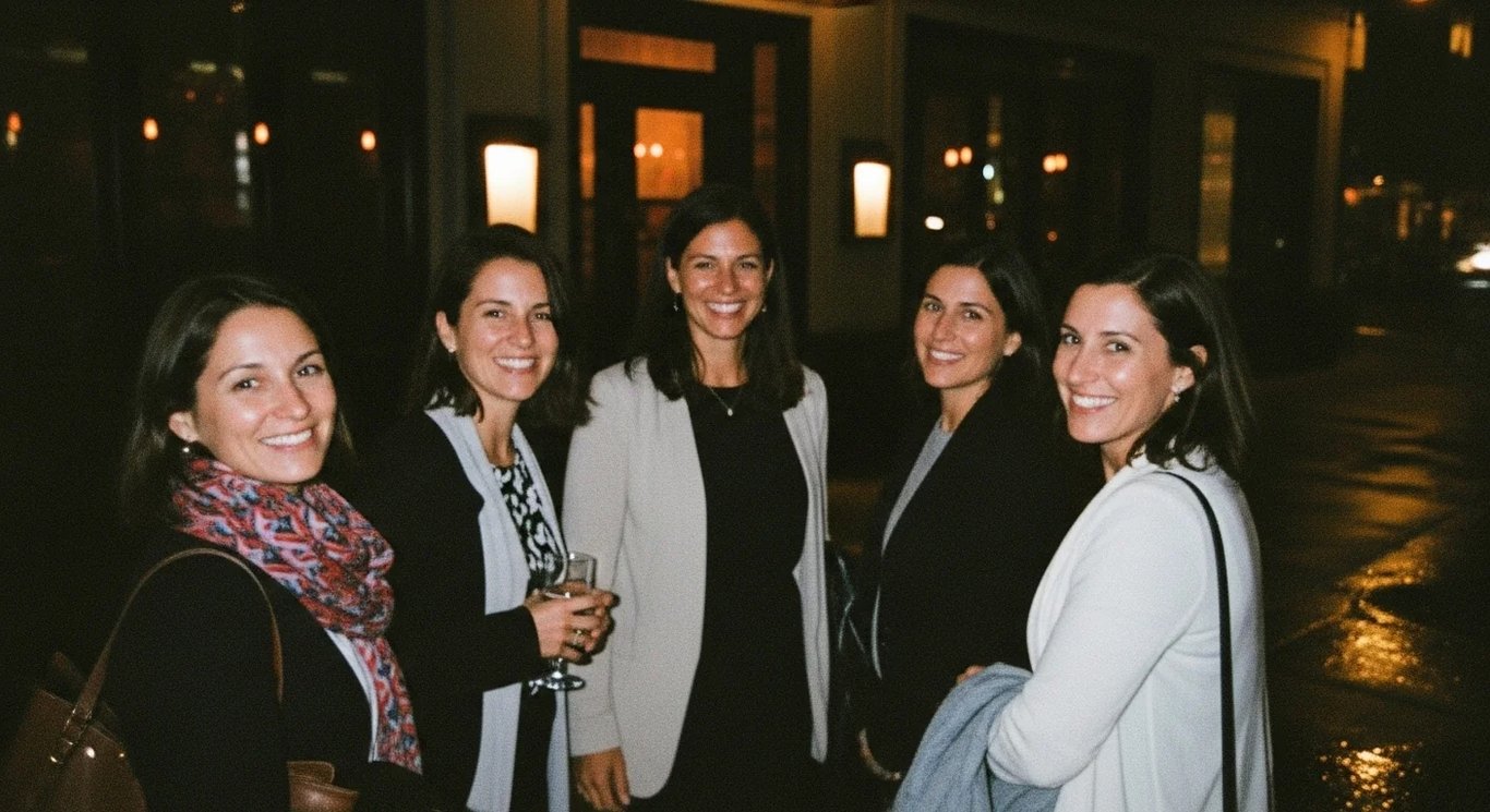 Professional networking dinner scene 4