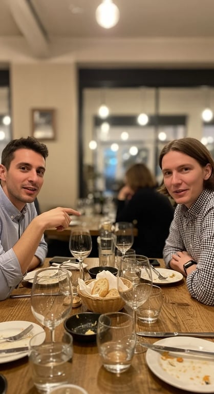 Professional networking dinner scene 6