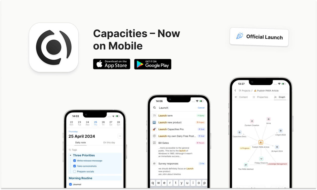 Capacities Mobile App