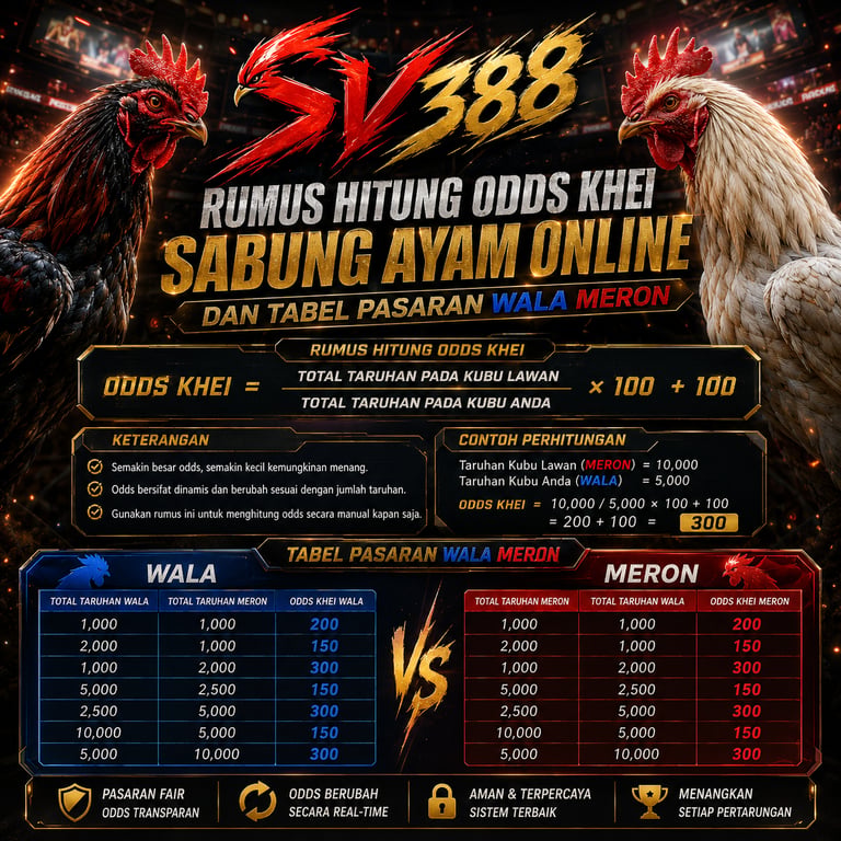 SV388: Rumus Hitung Odds Khei Sabung Ayam Online dan Tabel Pasaran Wala Meron