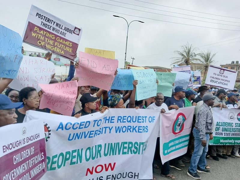 ASUU: Trade Unions Join NLC Protest In Osun 