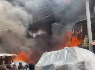 Fire guts two-storey buildings in Lagos market