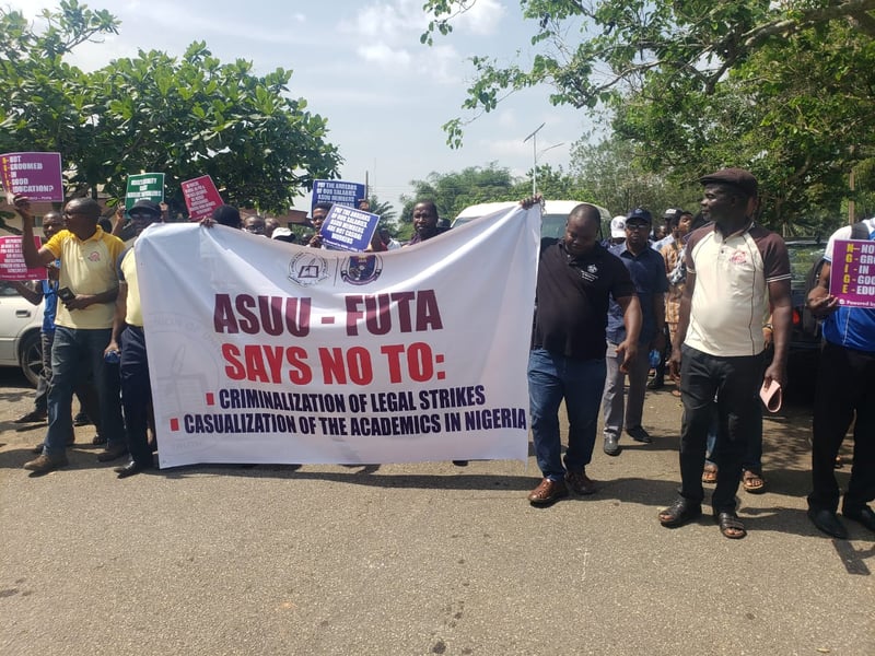 ASUU: FUTA Protests Half-Salary Payment By FG