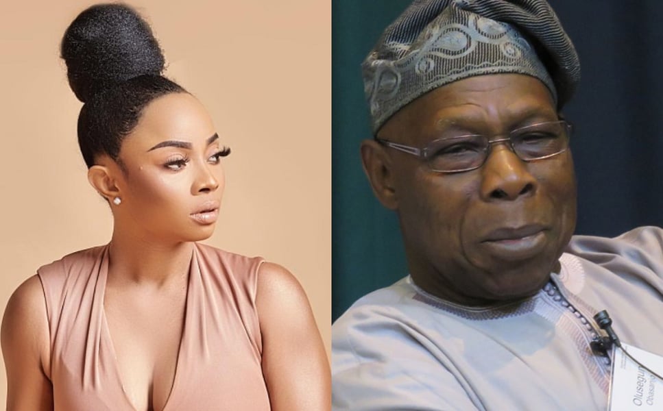 Toke Makinwa Shares Selfie With Ex-President Obasanjo