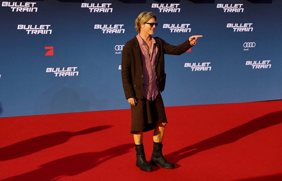 Brad Pitt Wears Skirt To Premiere Of His New Movie