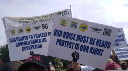 Aviation Workers Stage Protest In Abuja