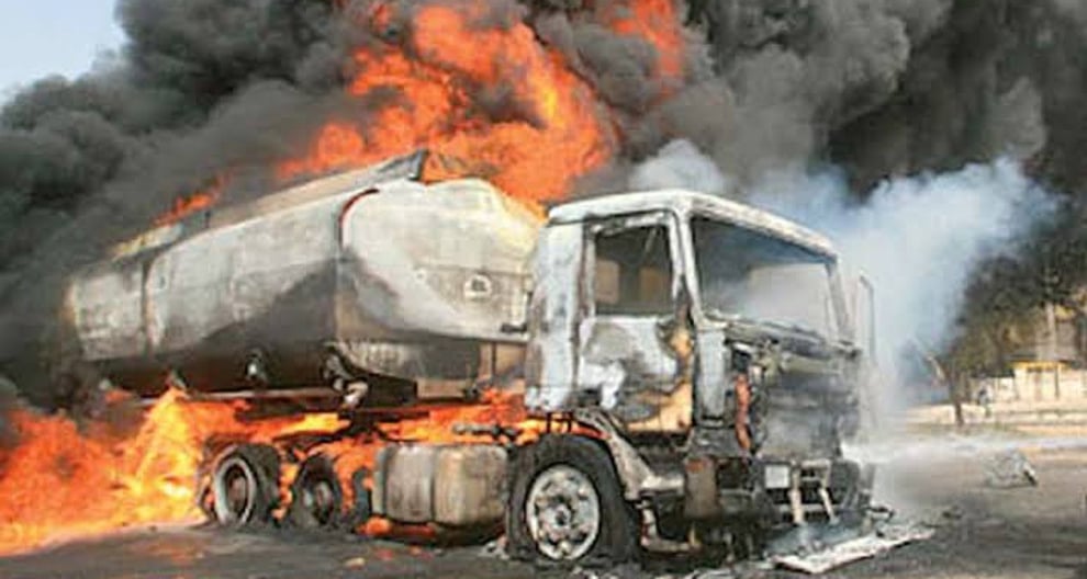VIDEO: Two Injured As Fuel-Laden Truck Explodes In Kwara