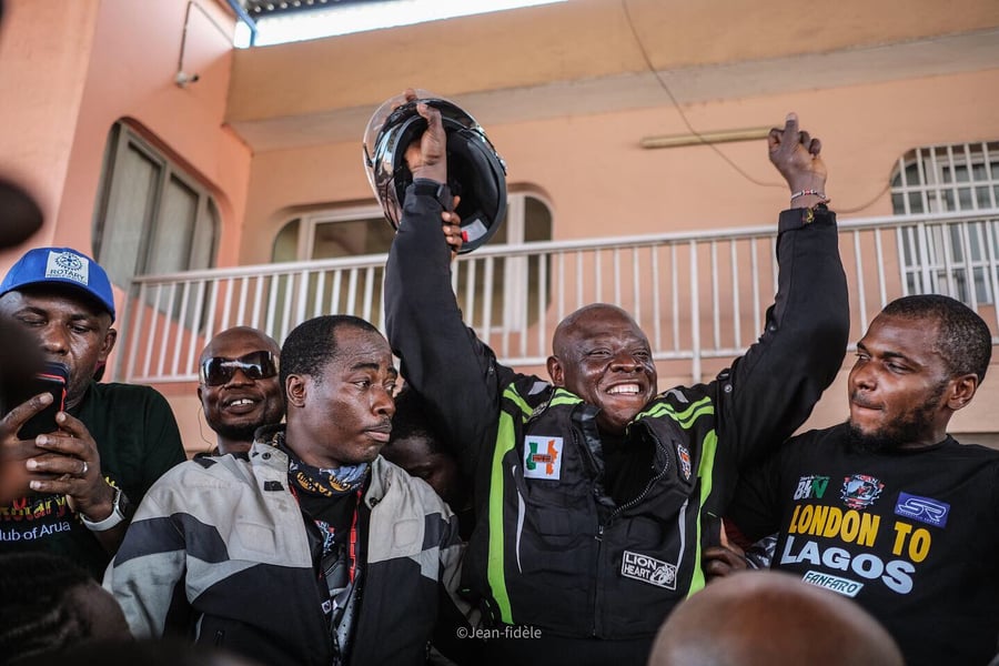 #LondonToLagos: Biker Kunle Adeyanju Arrives Lagos In Grand 