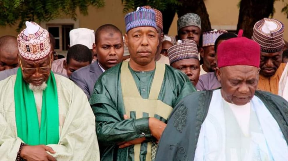 Zulum Attends Funeral Prayer Of  Yachallu In Maiduguri 