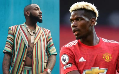 Moment Davido Meets Paul Pogba After Manchester United's Vic