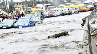 Flood Takes Over Lagos-Badagry Expressway, Motorists Strande