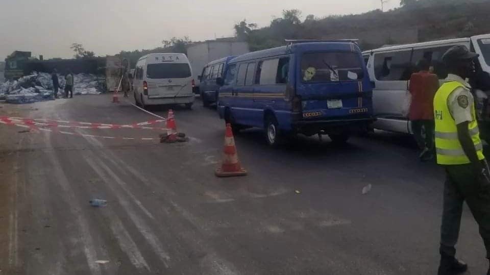 One Escapes As Cement-Laden Truck Overturns In Abeokuta