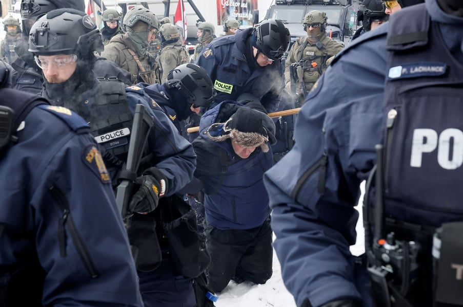 Scuffles Erupt As Canadian Police Arrest Protesters Of COVID