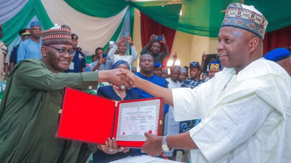 2023: INEC Presents Certificate Of Return To Yahaya, Jatau, 