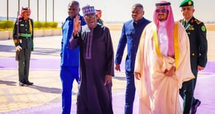 President Tinubu arrives  Saudi Arabia ahead of World Econom