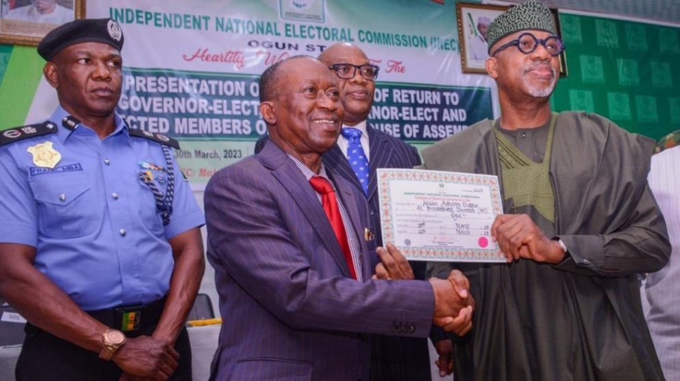 2023: INEC Presents Certificates Of Return To Ogun Governor,
