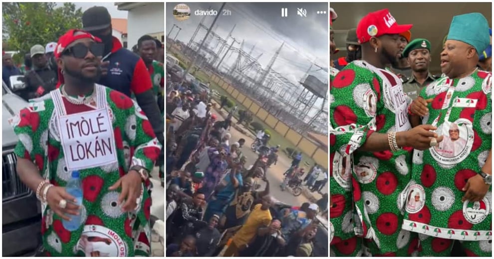 #OsunDecides: Moment Davido Stormed Ede In PDP Attire To Cam