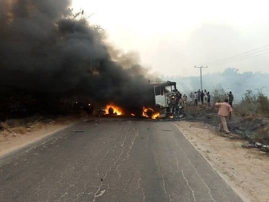 7 Burnt To Death In Lagos-Ibadan Expressway Crash