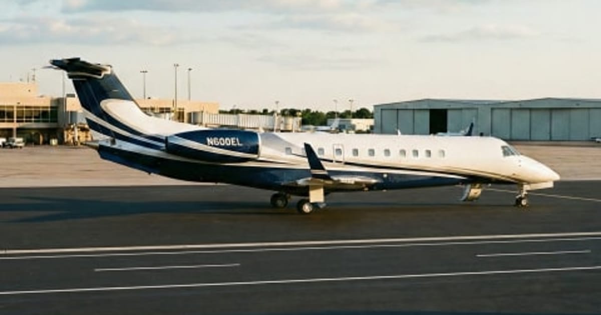 An Embraer Legacy 600 private jet used for in-cabin dog flights