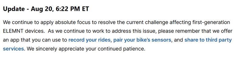 Wahoo Confirms The Elemnt Problem We All Knew About